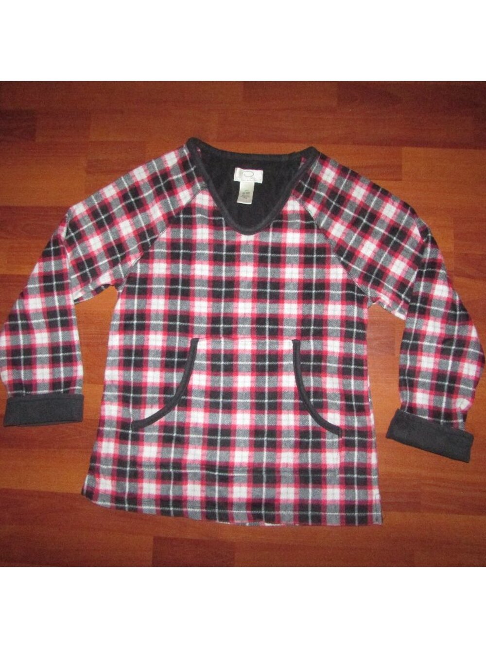 Oscar de la Renta Plaid Fleece Lounge Top - Med